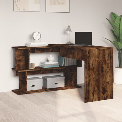 Corner desk 200x50x76 cm processed wood smoked oak color