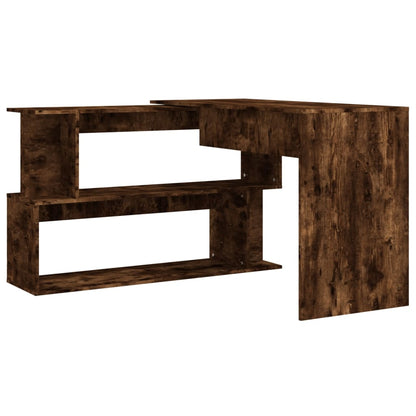 Corner desk 200x50x76 cm processed wood smoked oak color