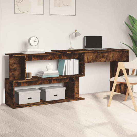 Corner desk 200x50x76 cm processed wood smoked oak color