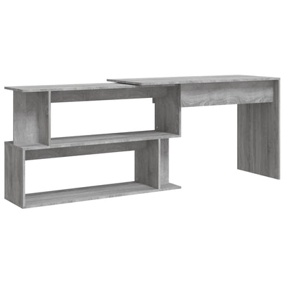Corner desk 200x50x76 cm processed wood gray sonoma oak