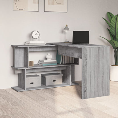 Corner desk 200x50x76 cm processed wood gray sonoma oak
