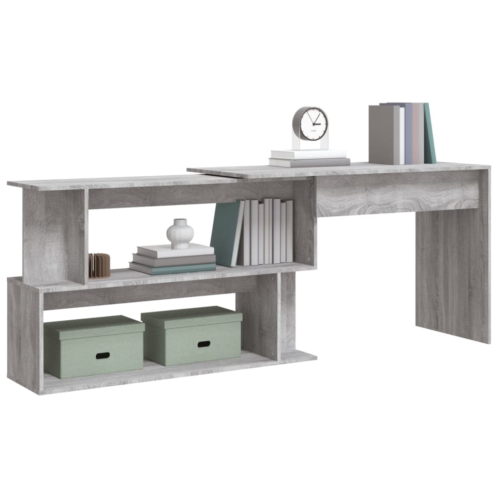 Corner desk 200x50x76 cm processed wood gray sonoma oak