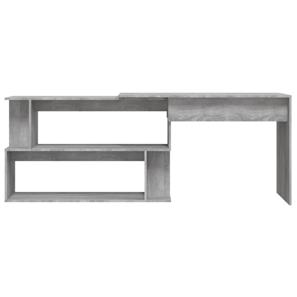 Corner desk 200x50x76 cm processed wood gray sonoma oak