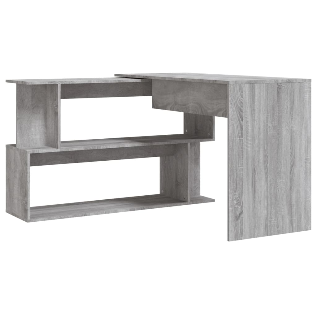 Corner desk 200x50x76 cm processed wood gray sonoma oak