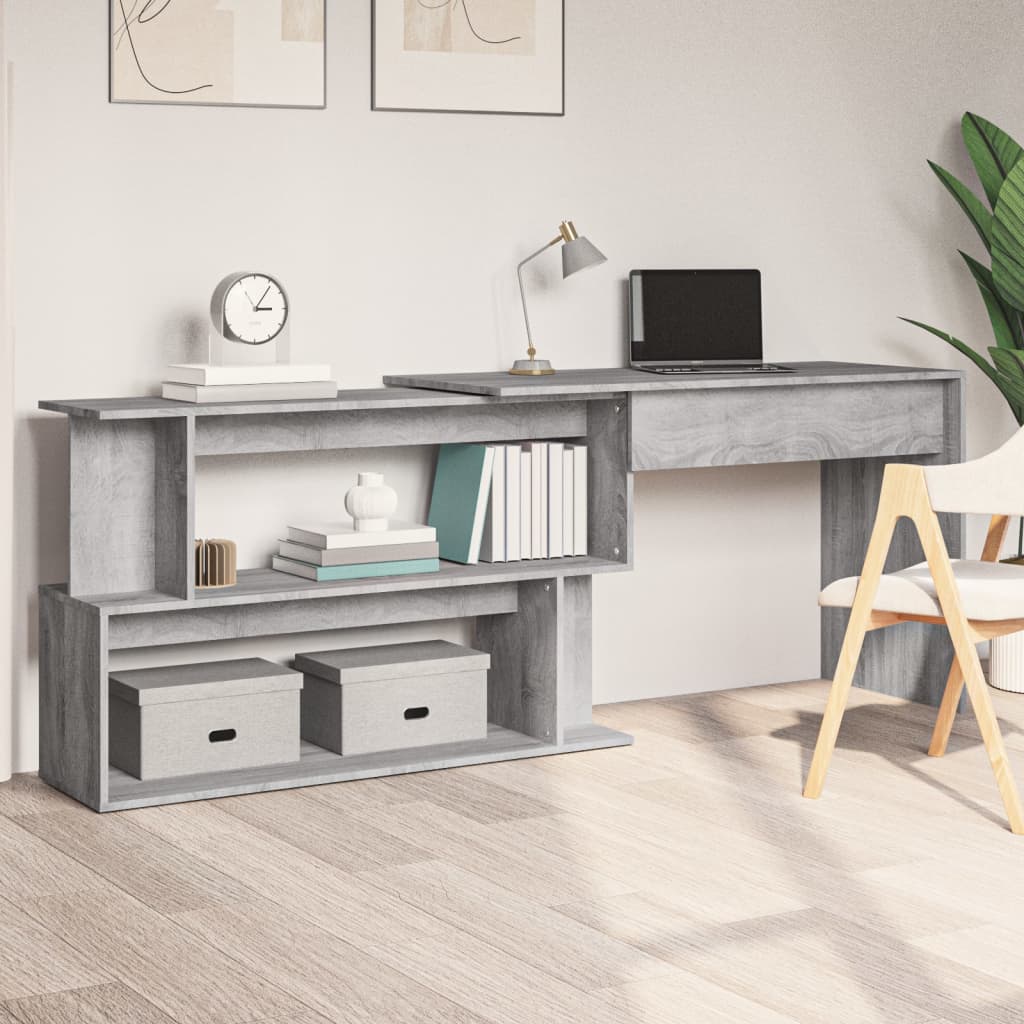 Corner desk 200x50x76 cm processed wood gray sonoma oak