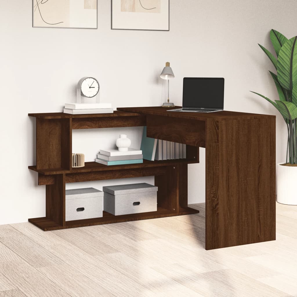 Corner desk 200x50x76 cm processed wood brown oak color