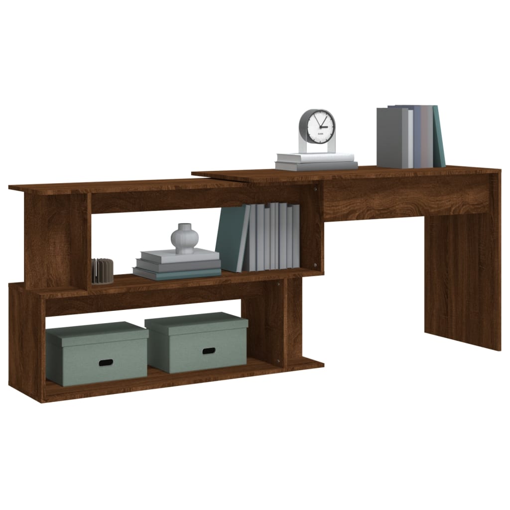 Corner desk 200x50x76 cm processed wood brown oak color