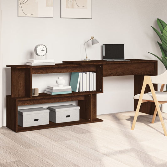 Corner desk 200x50x76 cm processed wood brown oak color