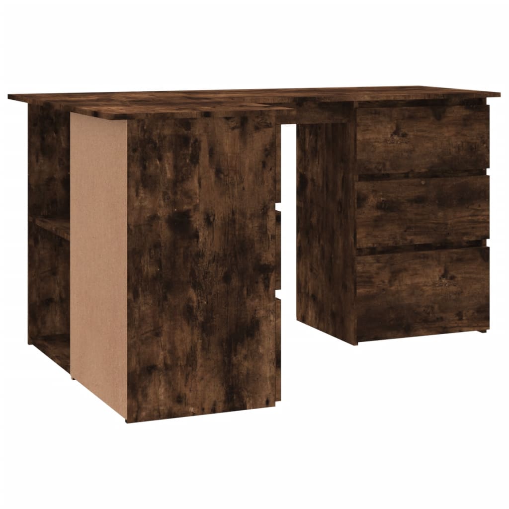 Corner desk 145x100x76 cm processed wood smoked oak color