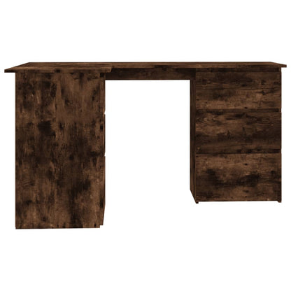 Corner desk 145x100x76 cm processed wood smoked oak color