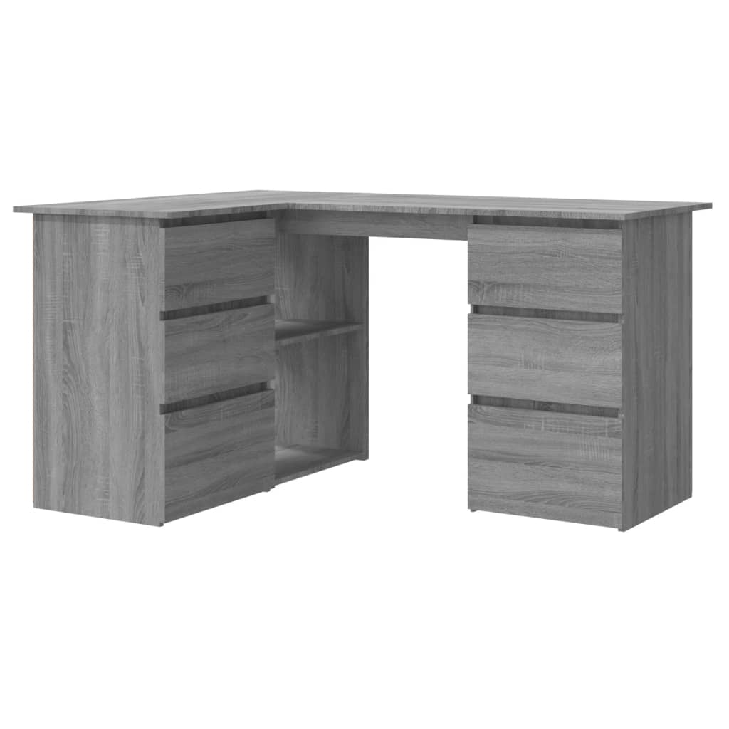 Corner desk 145x100x76 cm processed wood gray sonoma oak color