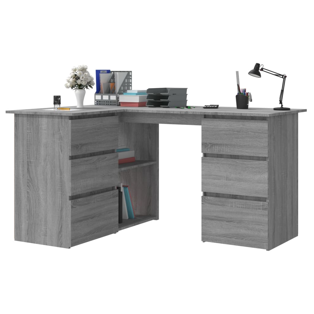 Corner desk 145x100x76 cm processed wood gray sonoma oak color