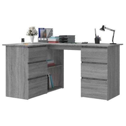 Corner desk 145x100x76 cm processed wood gray sonoma oak color