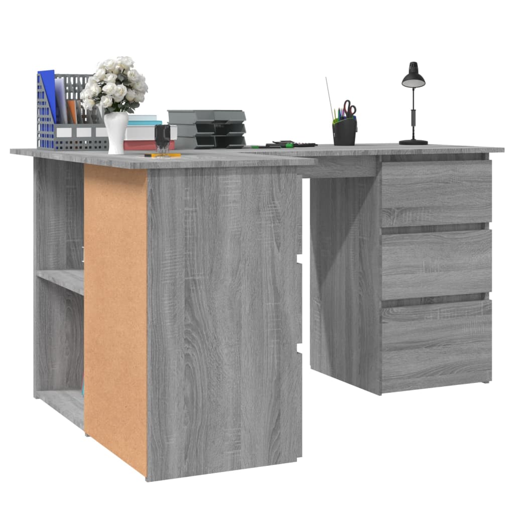Corner desk 145x100x76 cm processed wood gray sonoma oak color