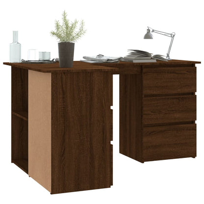Hoekbureau 145x100x76 cm bewerkt hout bruin eikenkleur