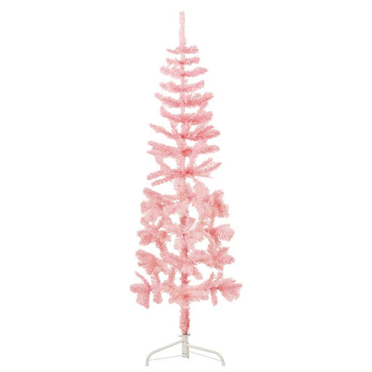 Kunstkerstboom half met standaard smal 180 cm roze