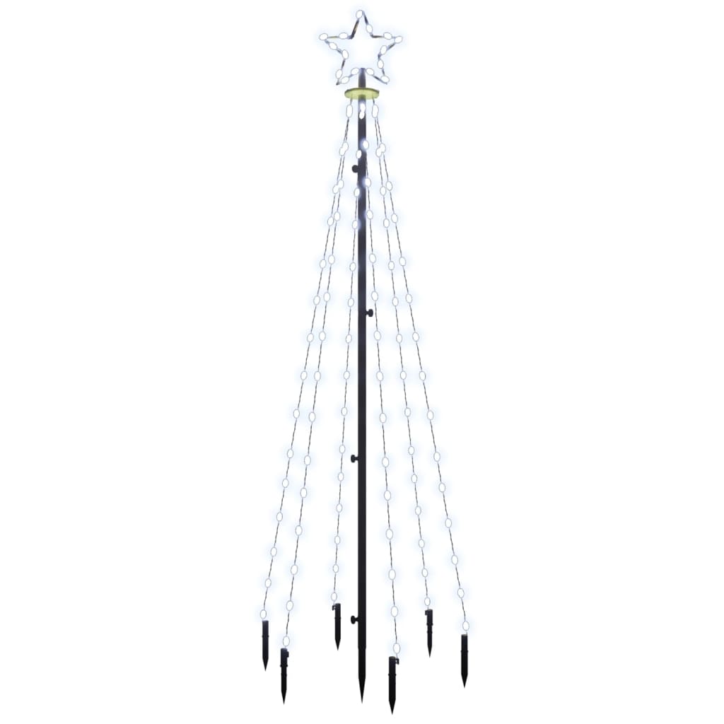 Kerstboom met grondpin 108 LED's koudwit 180 cm