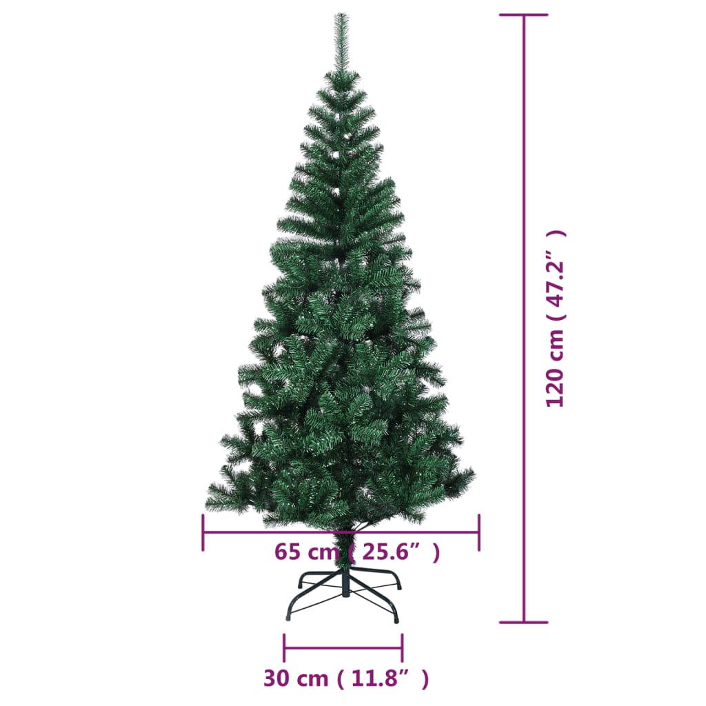 Kunstkerstboom met iriserende uiteinden 120 cm PVC groen