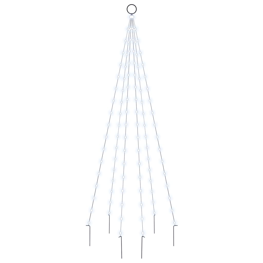 Vlaggenmast kerstboom 108 LED's koudwit 180 cm