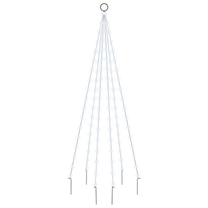 Vlaggenmast kerstboom 108 LED's koudwit 180 cm