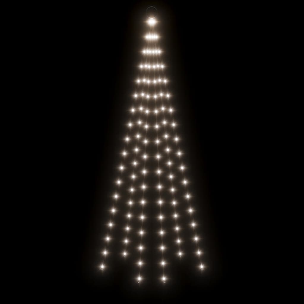 Vlaggenmast kerstboom 108 LED's koudwit 180 cm