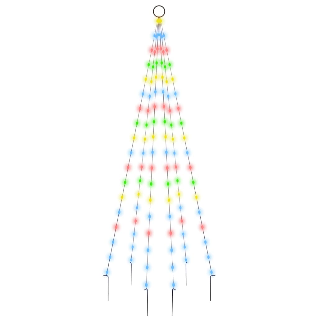 Vlaggenmast kerstboom 108 LED's meerkleurig 180 cm