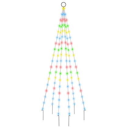 Vlaggenmast kerstboom 108 LED's meerkleurig 180 cm