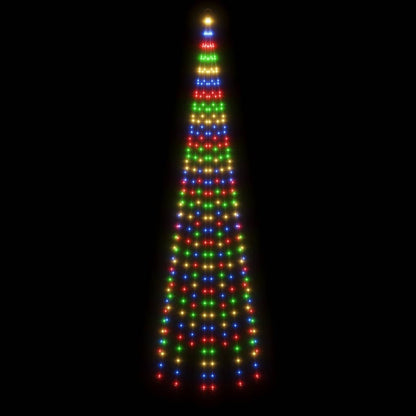 Vlaggenmast kerstboom 310 LED's meerkleurig 300 cm