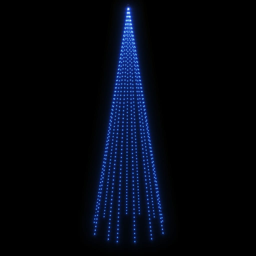 Vlaggenmast kerstboom 732 LED's blauw 500 cm