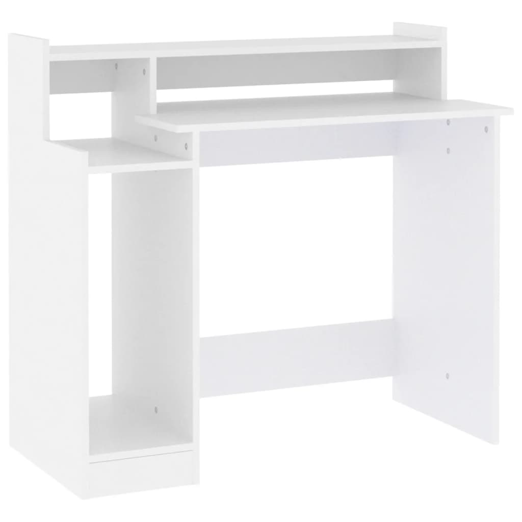 Desk with LED lighting 97x45x90 cm processed wood white