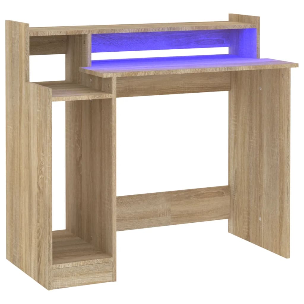 Desk with LED lighting 97x45x90 cm wood sonoma oak color