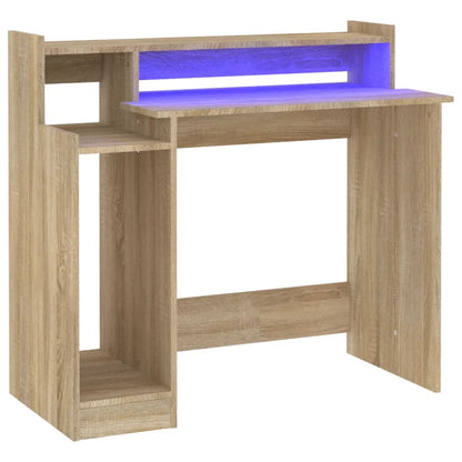 Desk with LED lighting 97x45x90 cm wood sonoma oak color