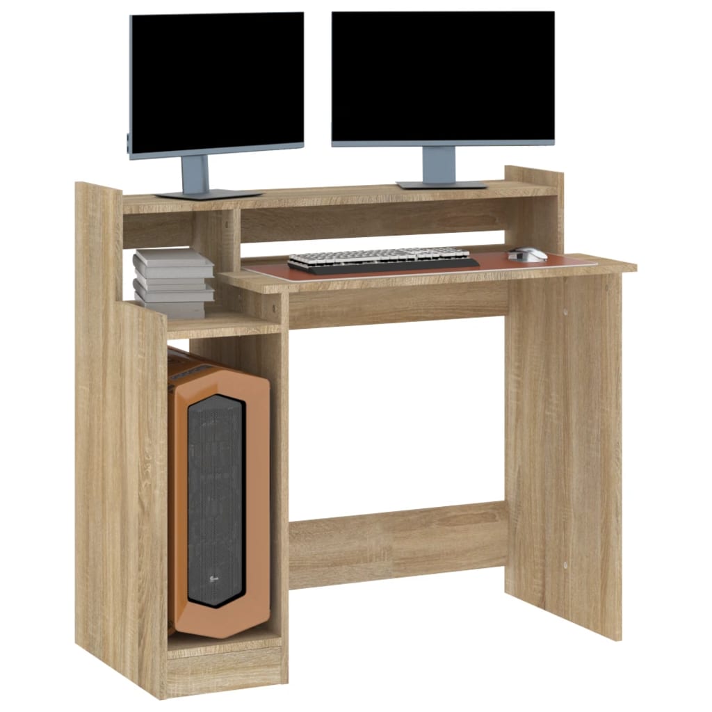 Desk with LED lighting 97x45x90 cm wood sonoma oak color