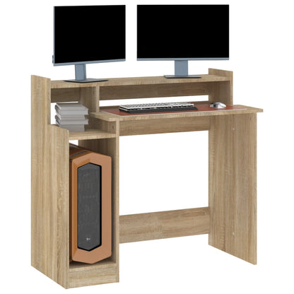 Desk with LED lighting 97x45x90 cm wood sonoma oak color