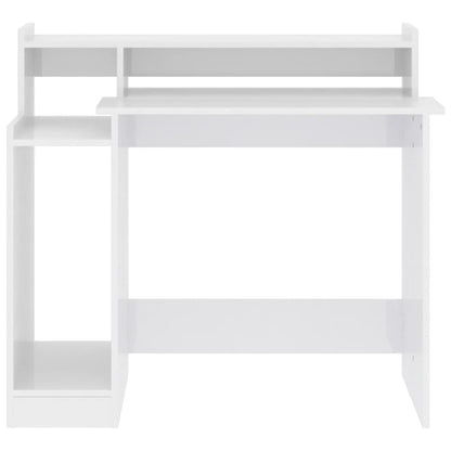 Desk with LED lighting 97x45x90 cm wood high-gloss white