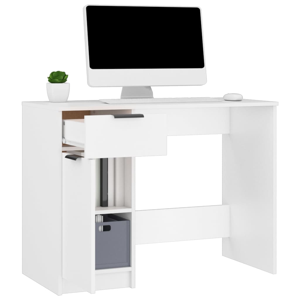 Desk 100x50x75 cm processed wood white