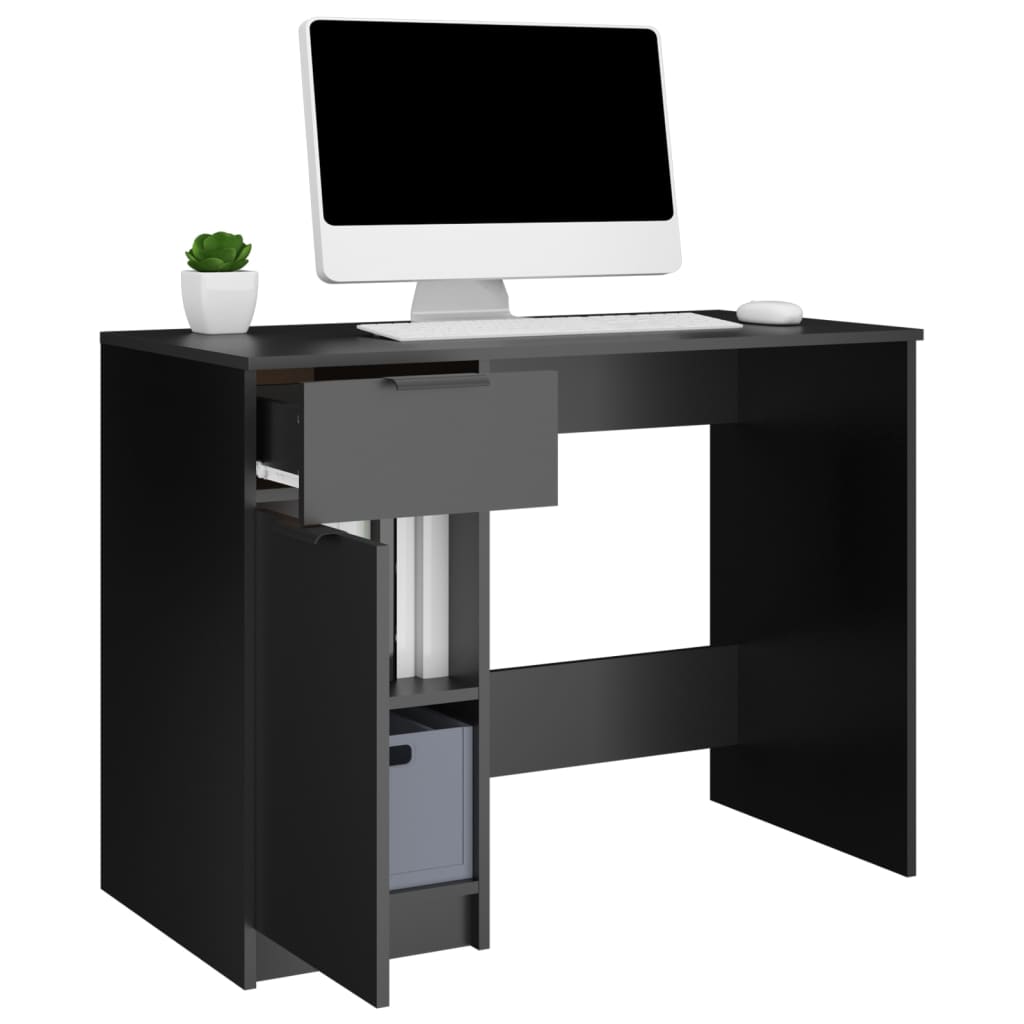Desk 100x50x75 cm processed wood black