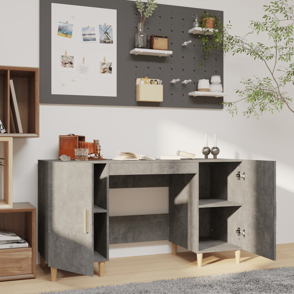Desk 140x50x75 cm processed wood concrete gray