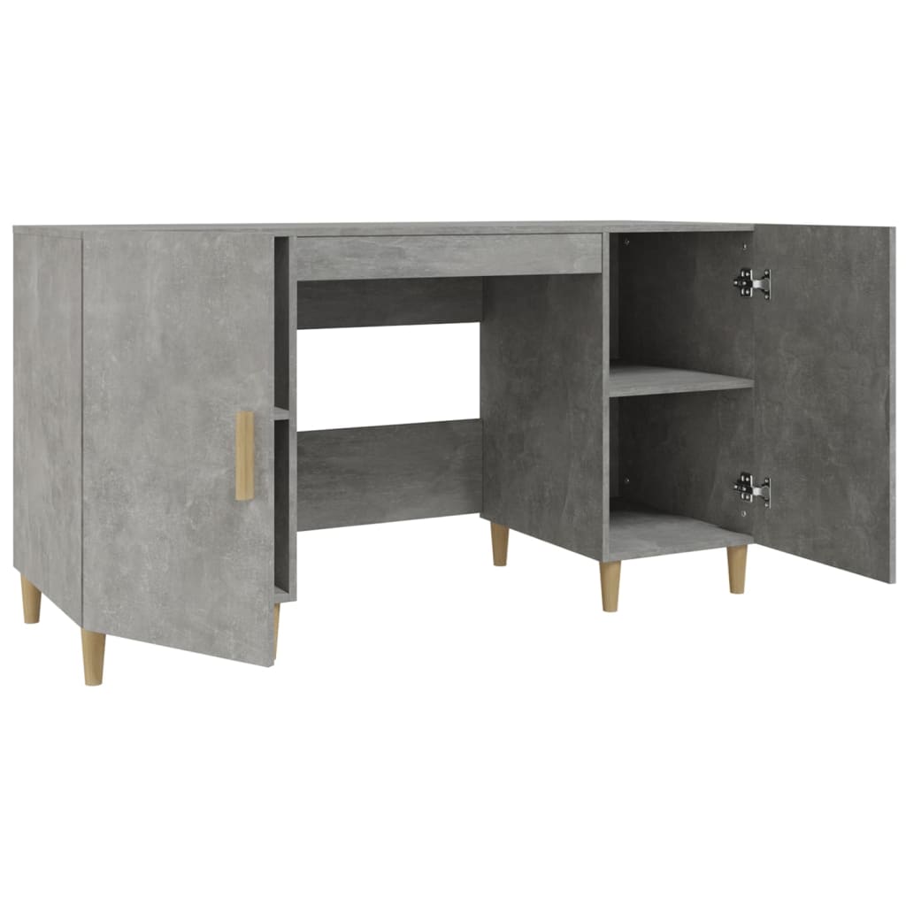 Desk 140x50x75 cm processed wood concrete gray
