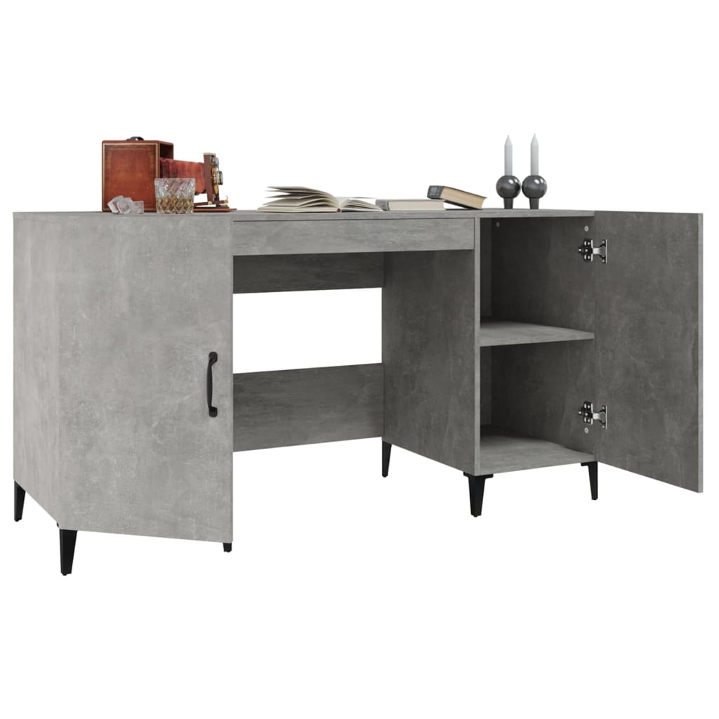 Desk 140x50x75 cm processed wood concrete gray