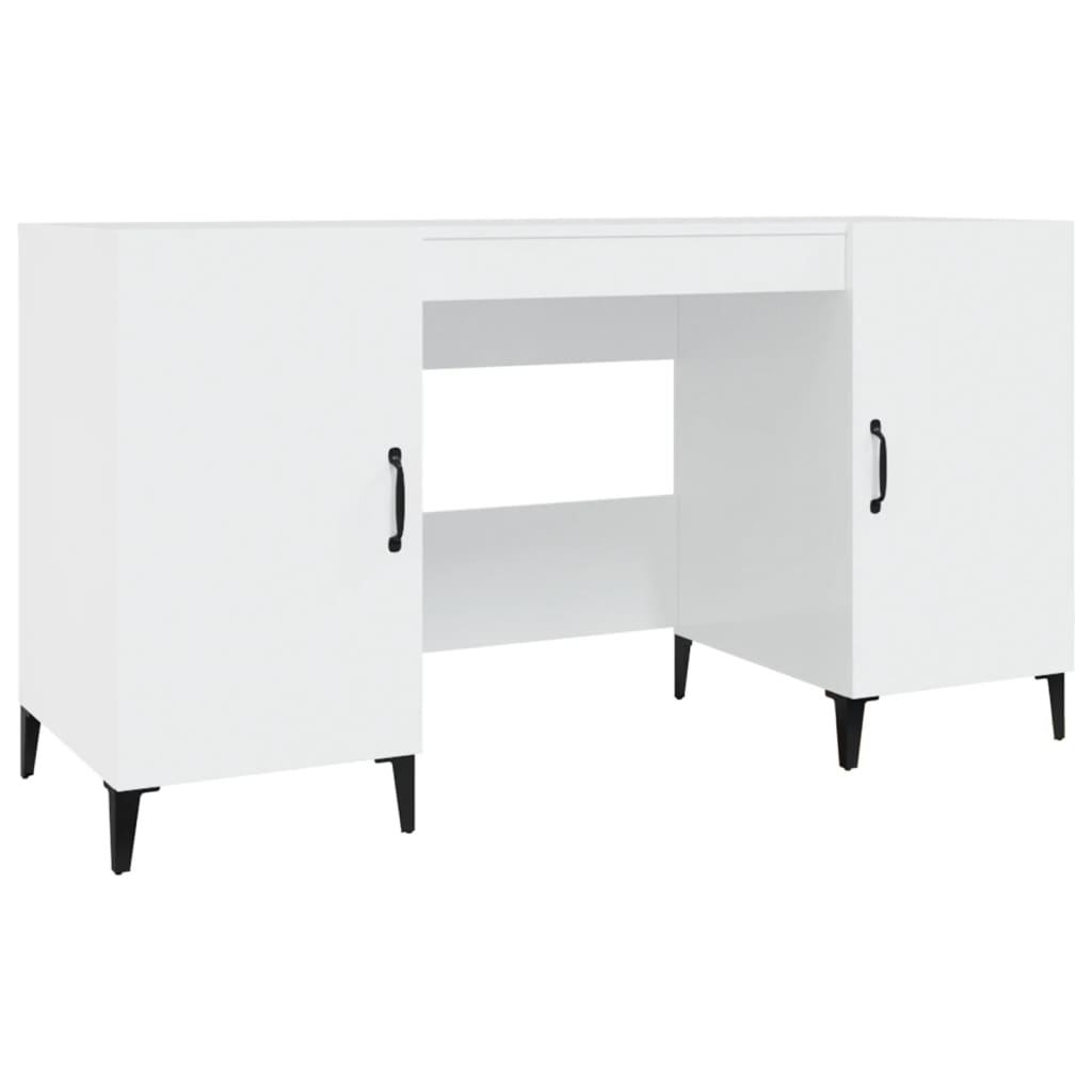 Desk 140x50x75 cm processed wood high-gloss white