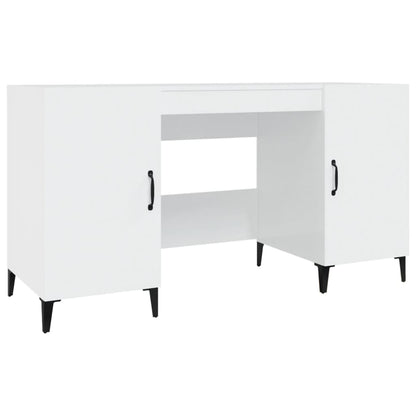 Desk 140x50x75 cm processed wood high-gloss white