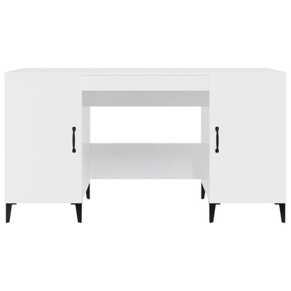 Desk 140x50x75 cm processed wood high-gloss white