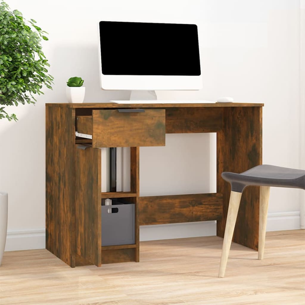 Desk 100x50x75 cm processed wood smoked oak color