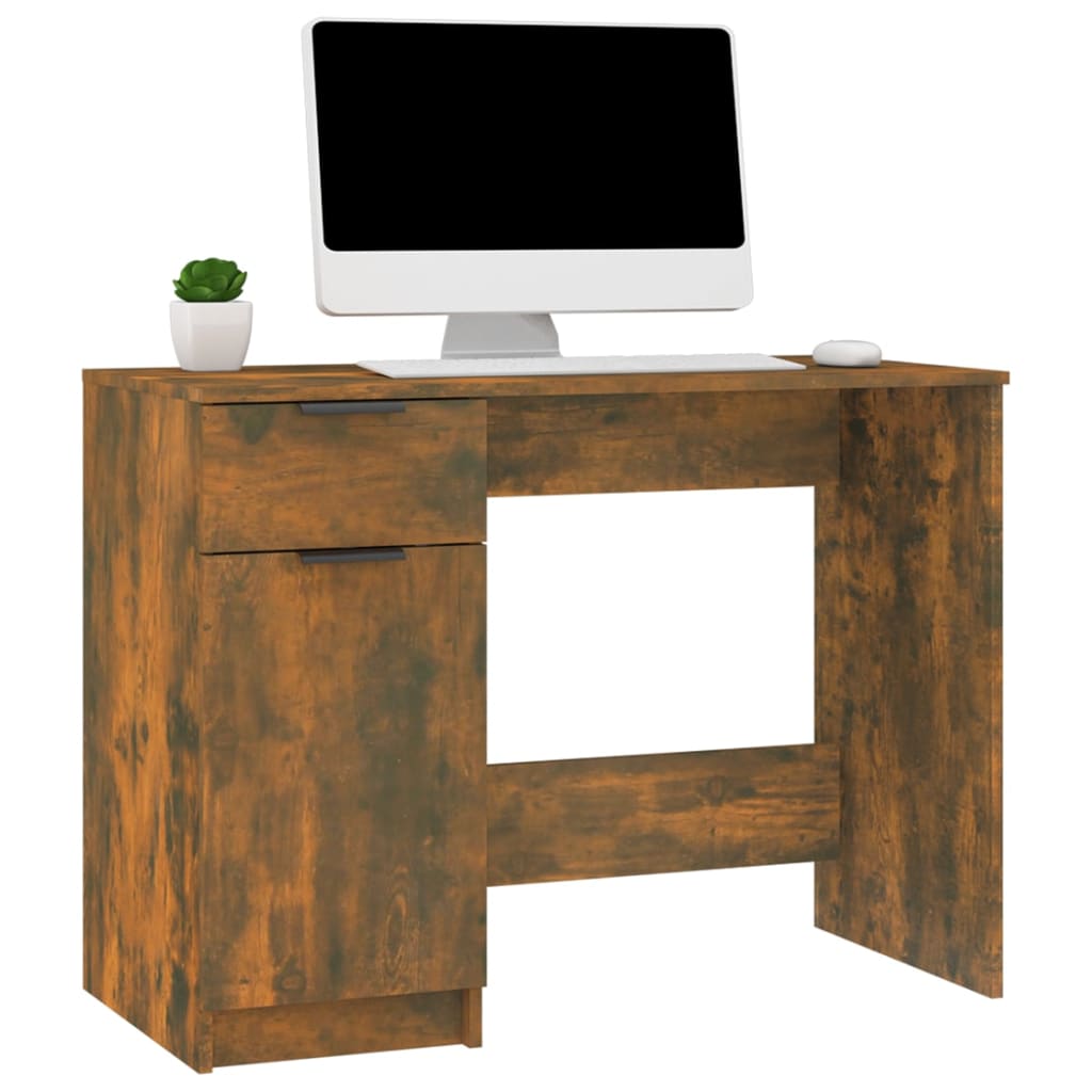 Desk 100x50x75 cm processed wood smoked oak color