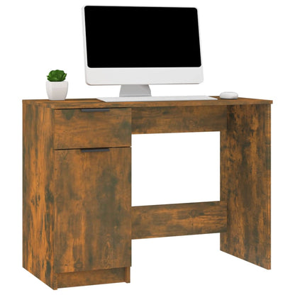 Desk 100x50x75 cm processed wood smoked oak color
