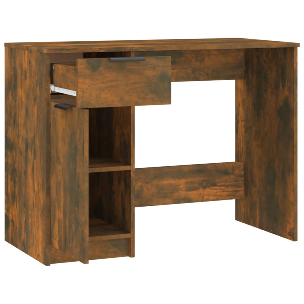 Desk 100x50x75 cm processed wood smoked oak color