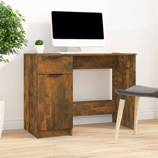 Desk 100x50x75 cm processed wood smoked oak color