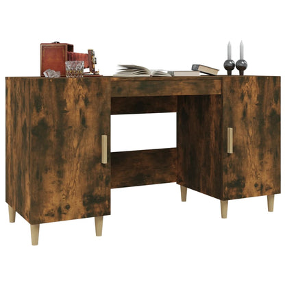 Bureau 140x50x75 cm bewerkt hout gerookt eikenkleurig