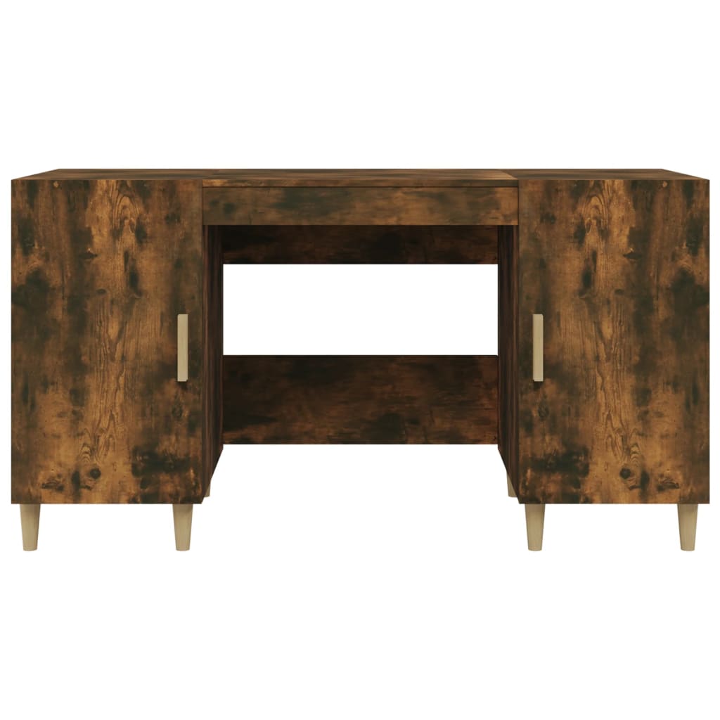 Bureau 140x50x75 cm bewerkt hout gerookt eikenkleurig